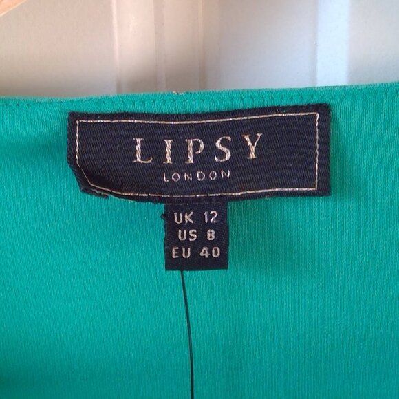 NWT Lipsy Green Wrap Top with Gold and Silver Lurex Pattern UK Size 12 US Size 8 - Picture 3 of 10